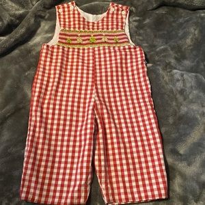 Le Za Me Smocked Red Gingham Christmas Longall Christmas Trees 9M